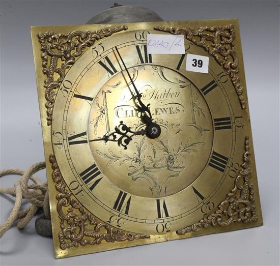 John Harben, a birdcage clock movement with pendulum and weights
